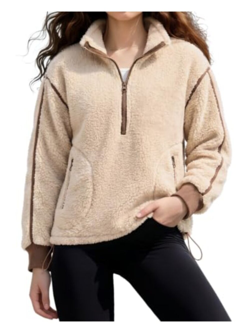 Girls Fleece Pullover Sherpa Jacket Half Zip Sweatshirt